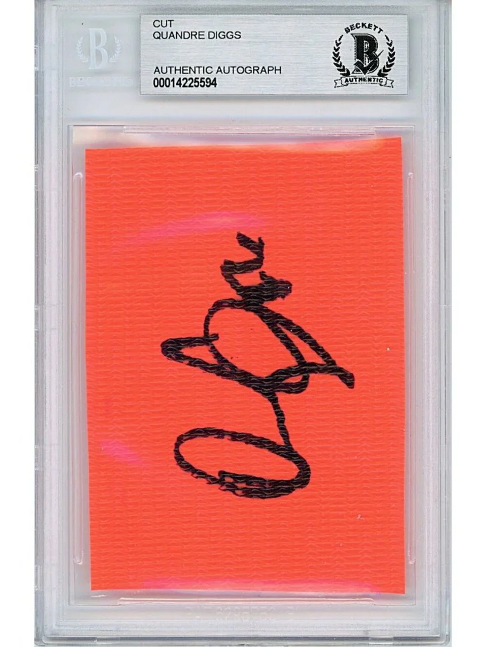 Quandre Diggs Signed Football Pylon Piece Seahawks Lions Beckett Slab Autograph